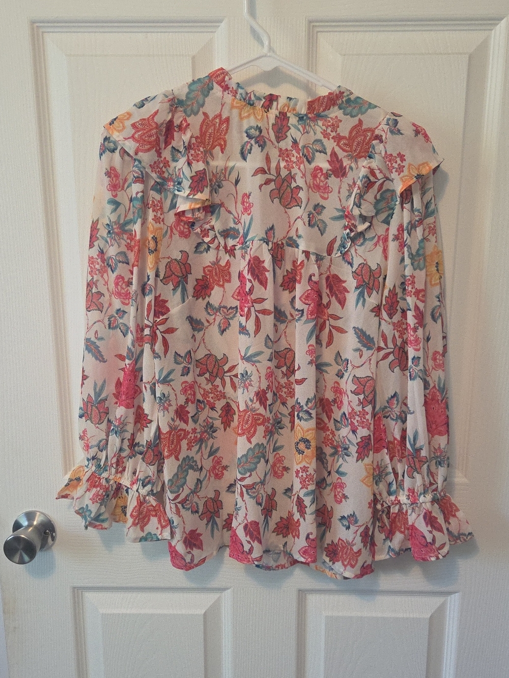 Flying Tomato Multicolor Floral Ruffle Blouse - White Base
